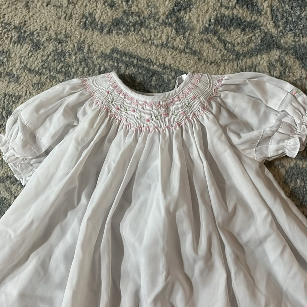 Newborn hand embroidery smocked dress